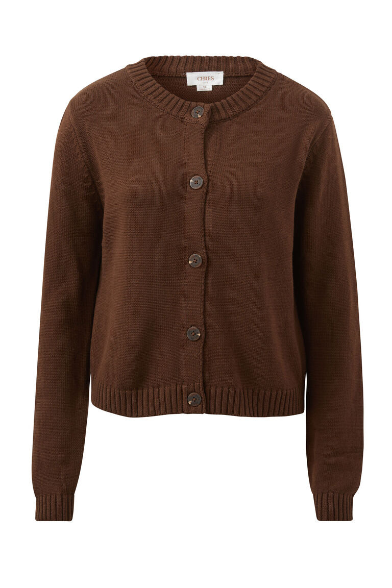 Ceres Nelly Long Sleeve Knit Cardigan - Chocolate