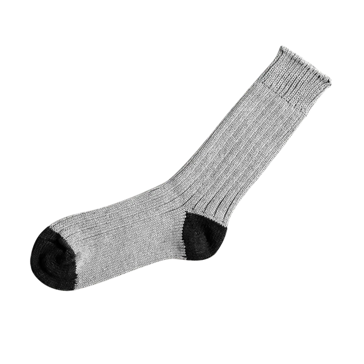 Nishiguchi Kitsushita Luxurious Cotton Ribbed Socks - Light Grey