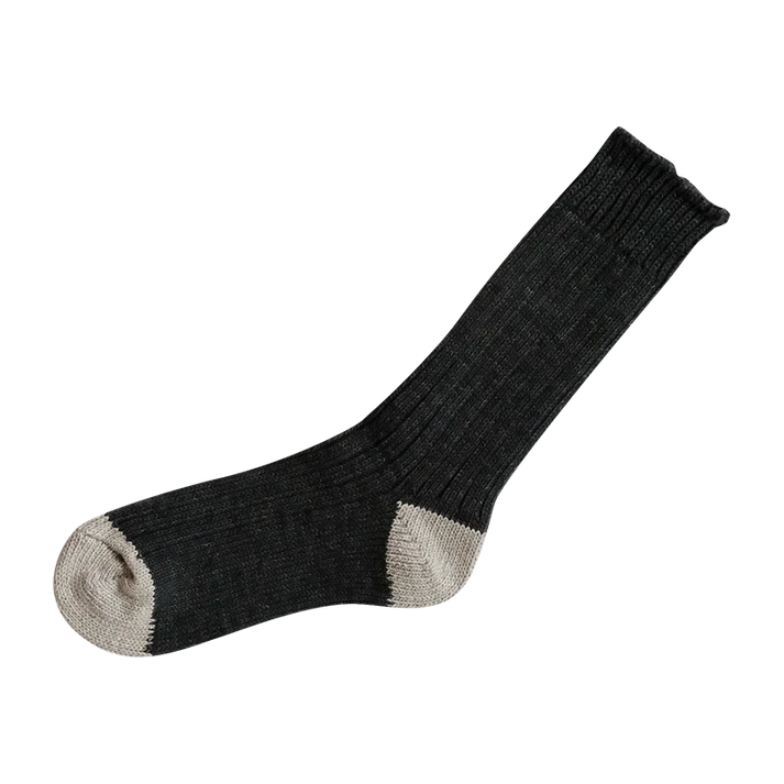 Nishiguchi Kutsushita Luxurious Cotton Ribbed Socks - Charcoal