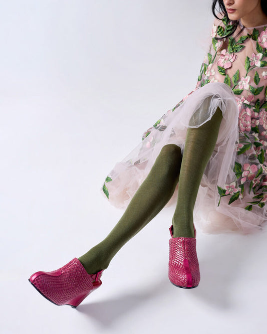 Tightology ‘Luxe' Olive Merino Wool Tights