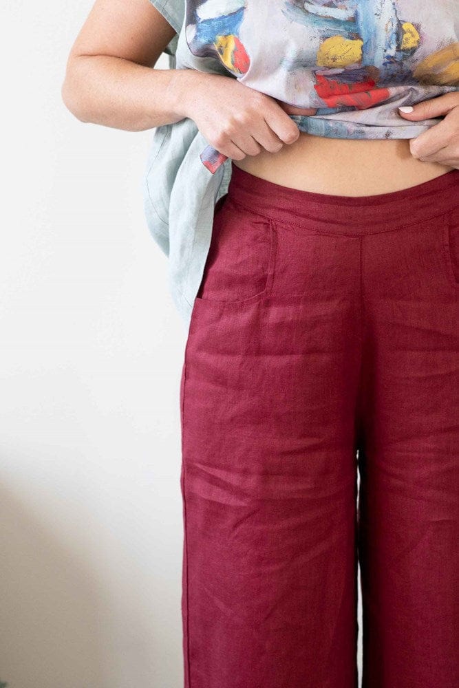 Lazybones Ollie Pant - Cherry Linen