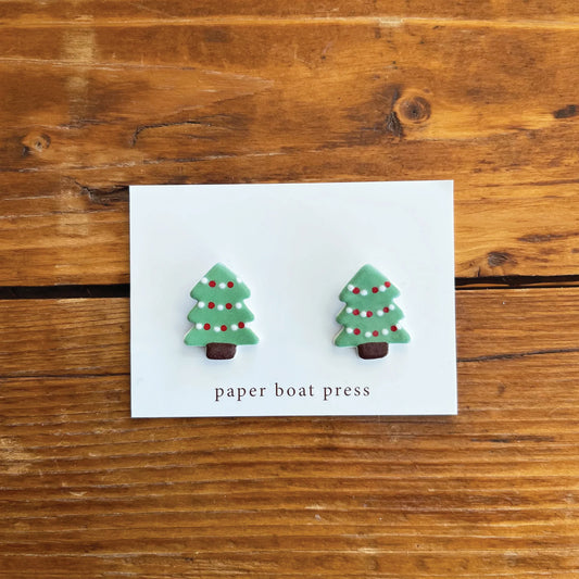 Paper Boat Press Christmas Tree Earrings