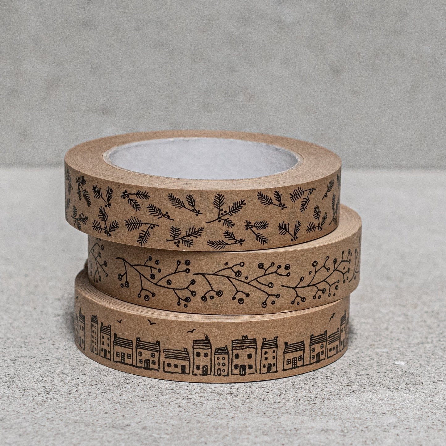 Brown Wide Paper Tape - Houses