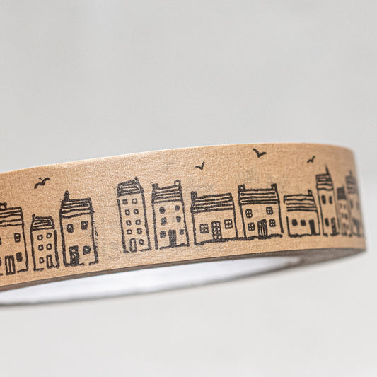 Brown Wide Paper Tape - Houses