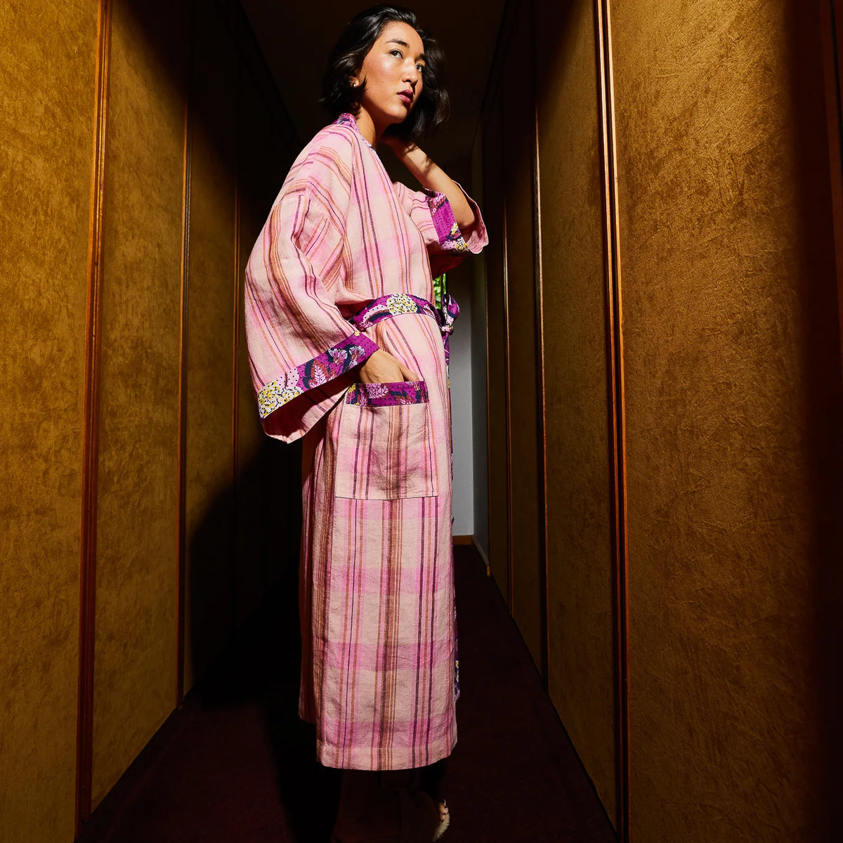 Sage & Clare Nicolette Linen Robe - Poudre