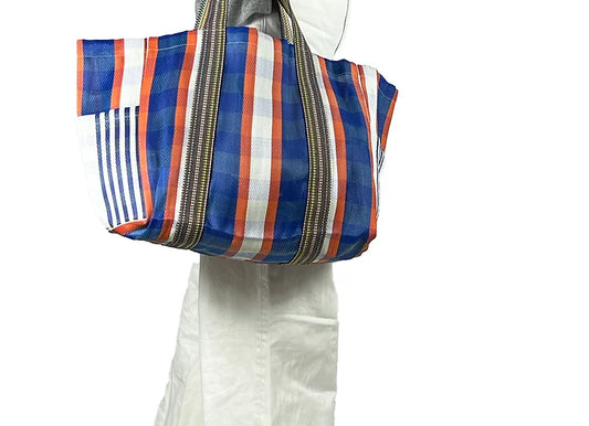 Pocket Market Bag - Blue/Orange