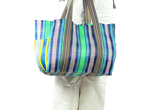 Pocket Market Bag - Blue/Green Multi