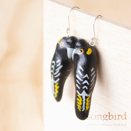 Songbird Black Cockatoo Earrings