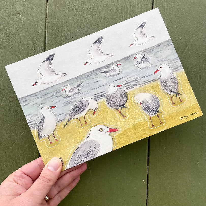 Bridget Farmer Silver Gulls Sticker Sheet