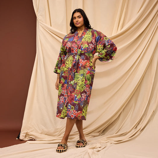 Sage x Clare - Cora Cotton Robe - Garnet