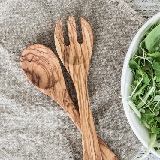 Heaven In Earth Olive wood salad servers