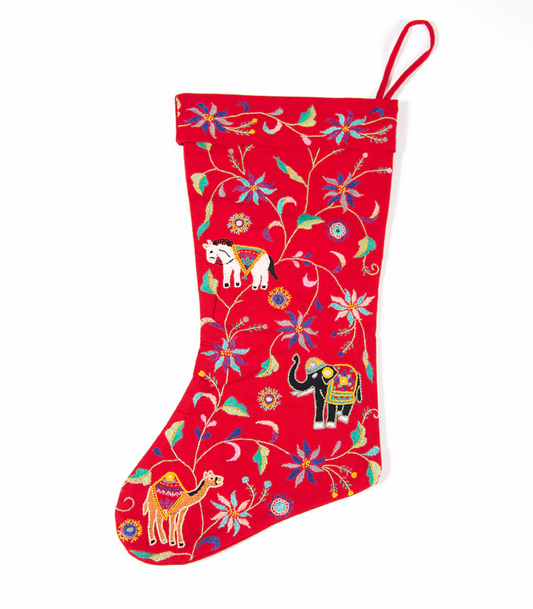 Fair Trade Embroidered Festive Stocking