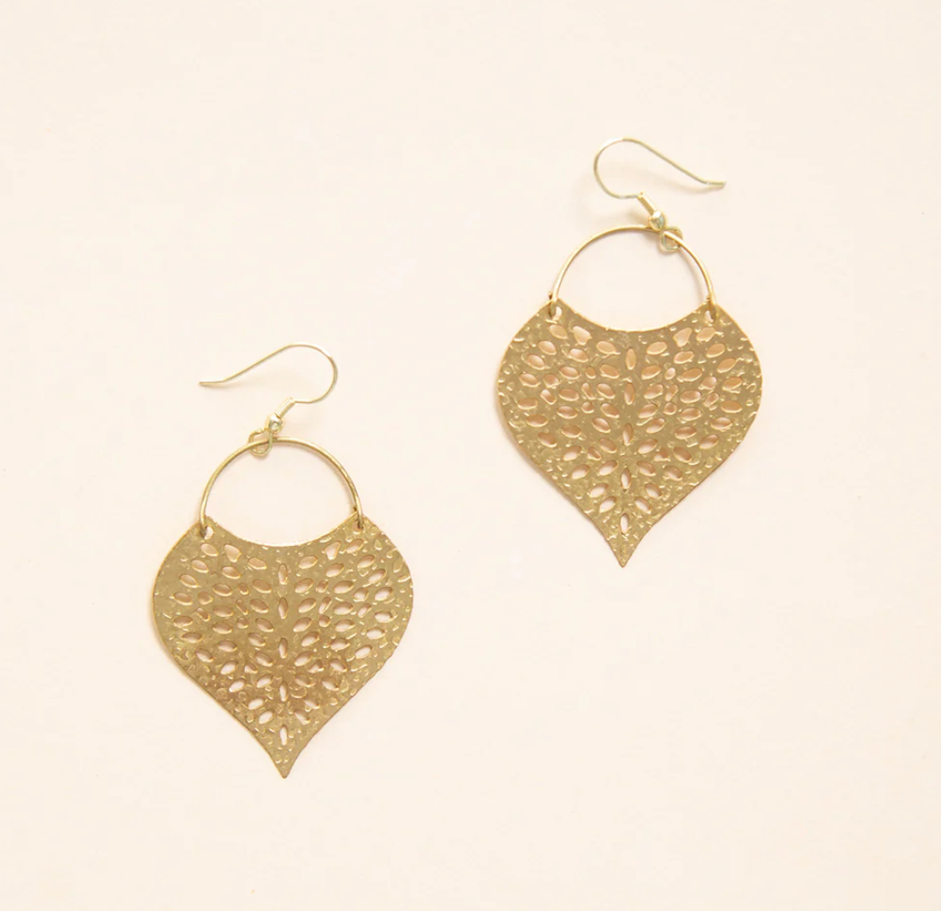 Fair Trade Jali Cut Leaf Earring