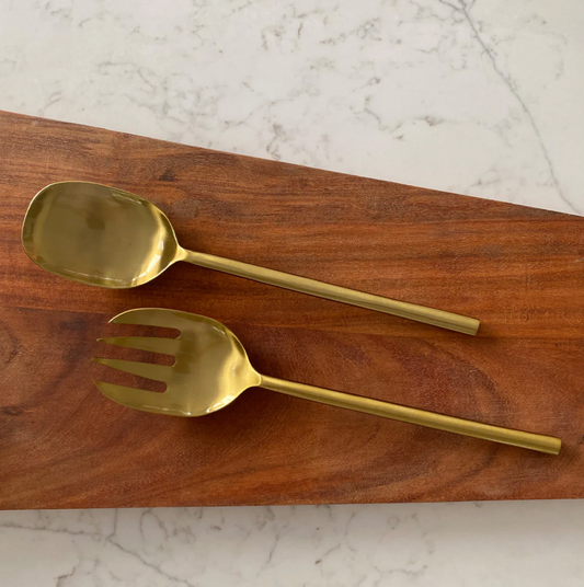 Brushed Brass Salad Servers