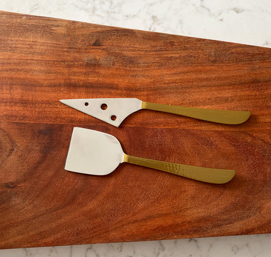 Brushed Brass Cheese Knife Set