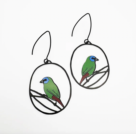 Denz Blue Faced Parrot Earrings