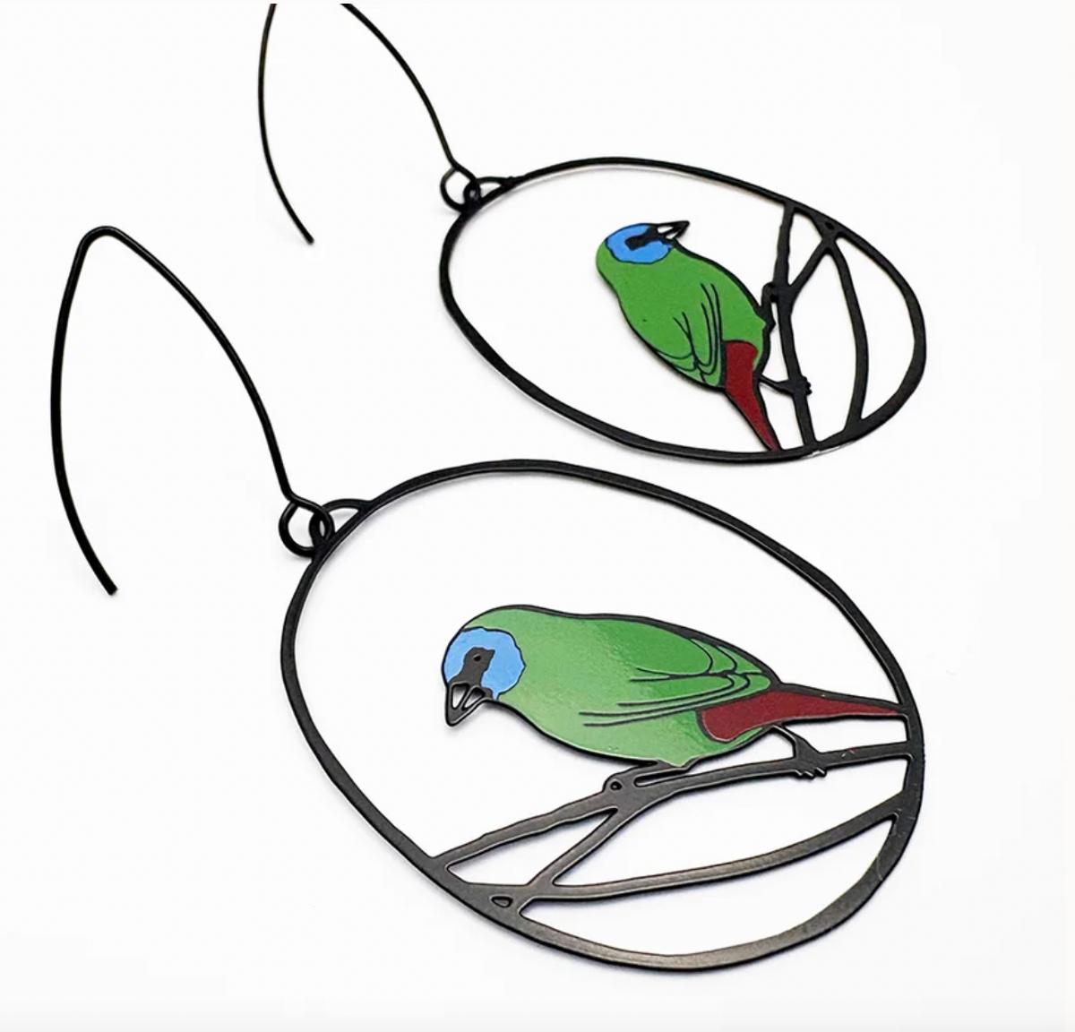 Denz Blue Faced Parrot Earrings