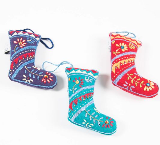 Embroidered Christmas Stocking Ornament