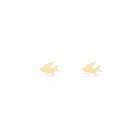 Bird Stud Earrings - Gold