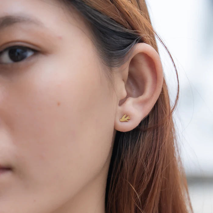 Bird Stud Earrings - Gold