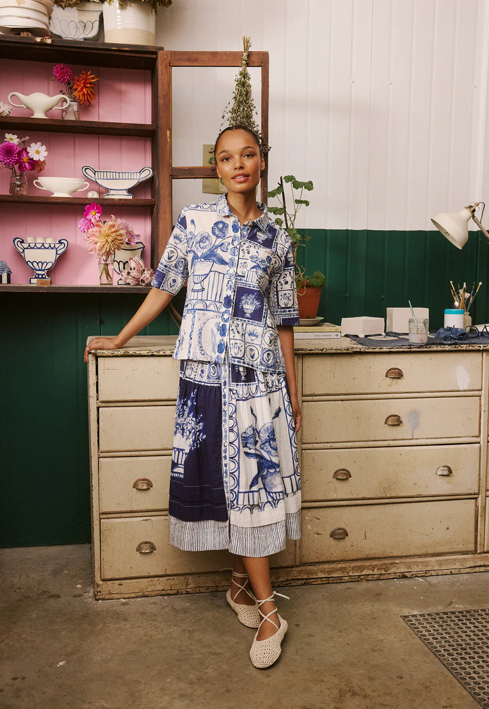 Nancybird Summer Shirt - Lyon Tiles