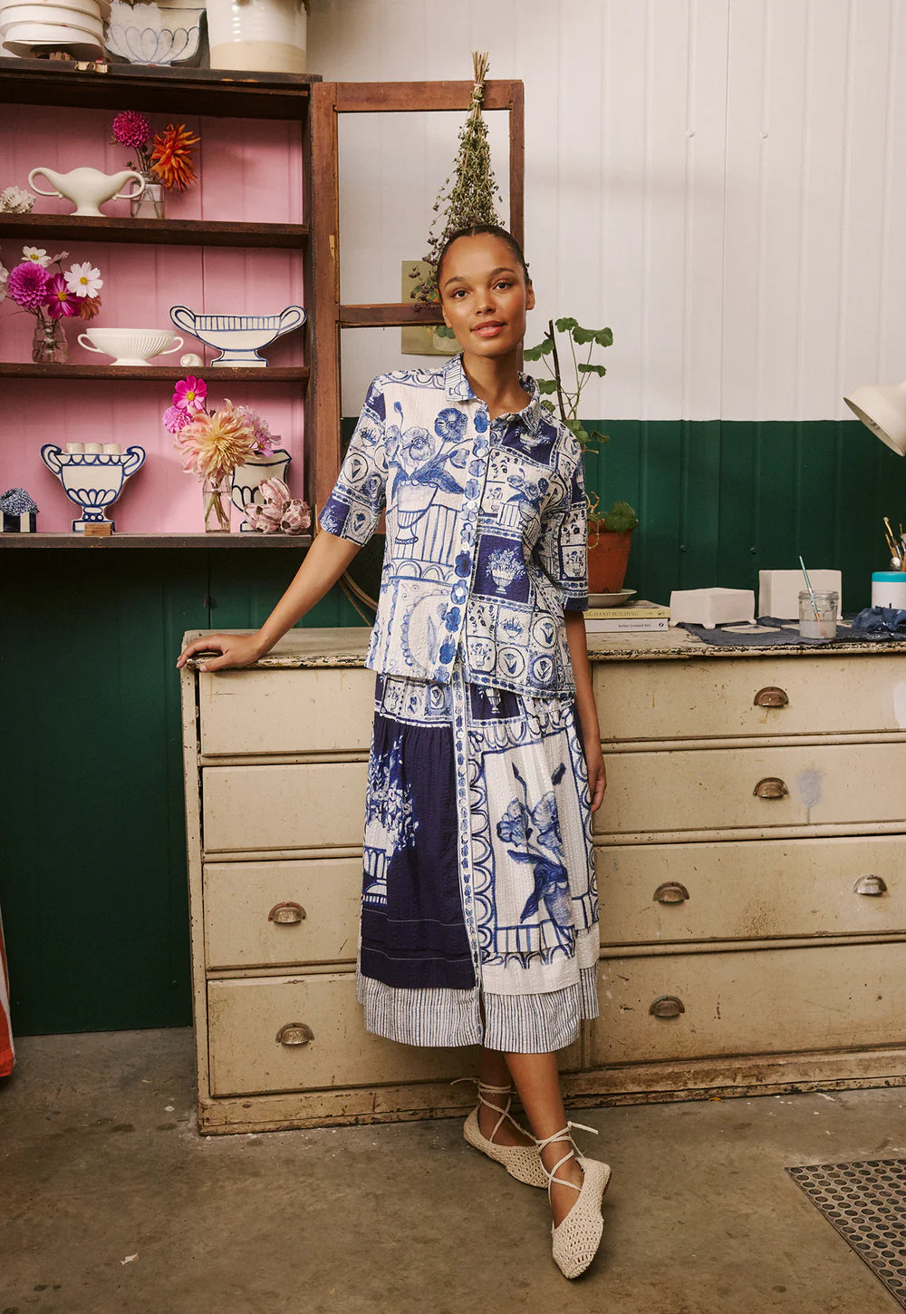 Nancybird Summer Shirt - Lyon Tiles