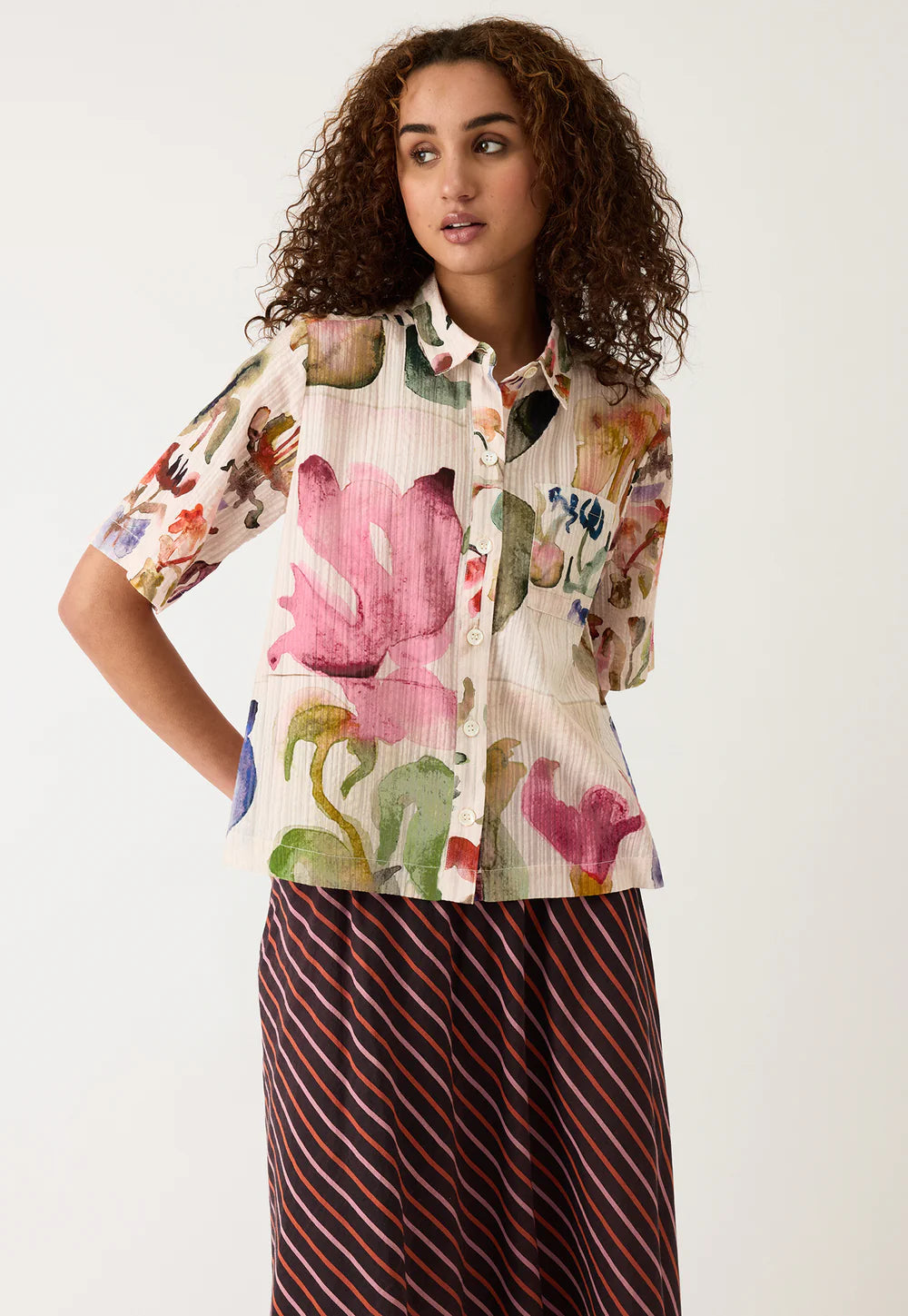 Nancybird Summer Shirt - Collage Watercolour