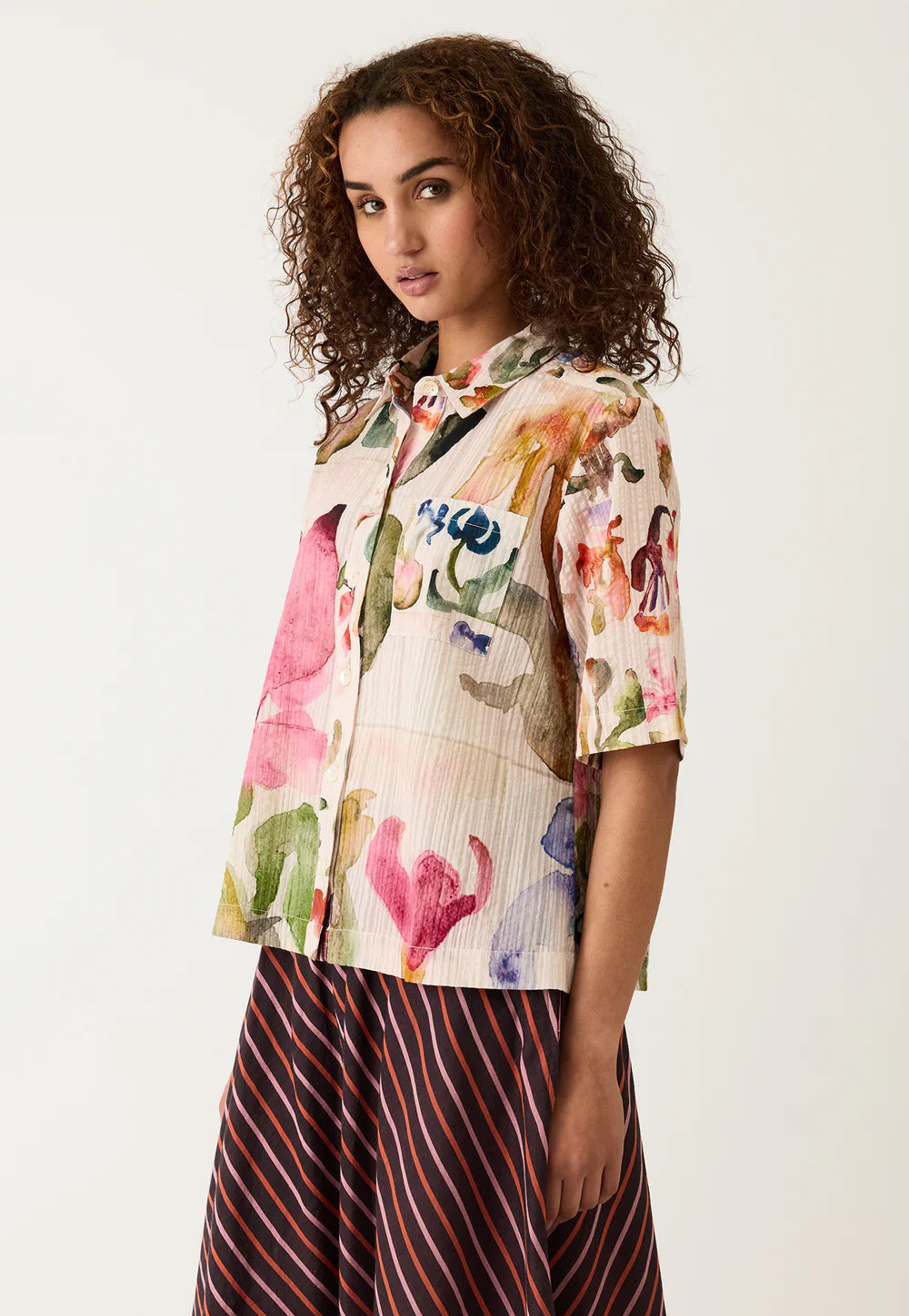 Nancybird Summer Shirt - Collage Watercolour