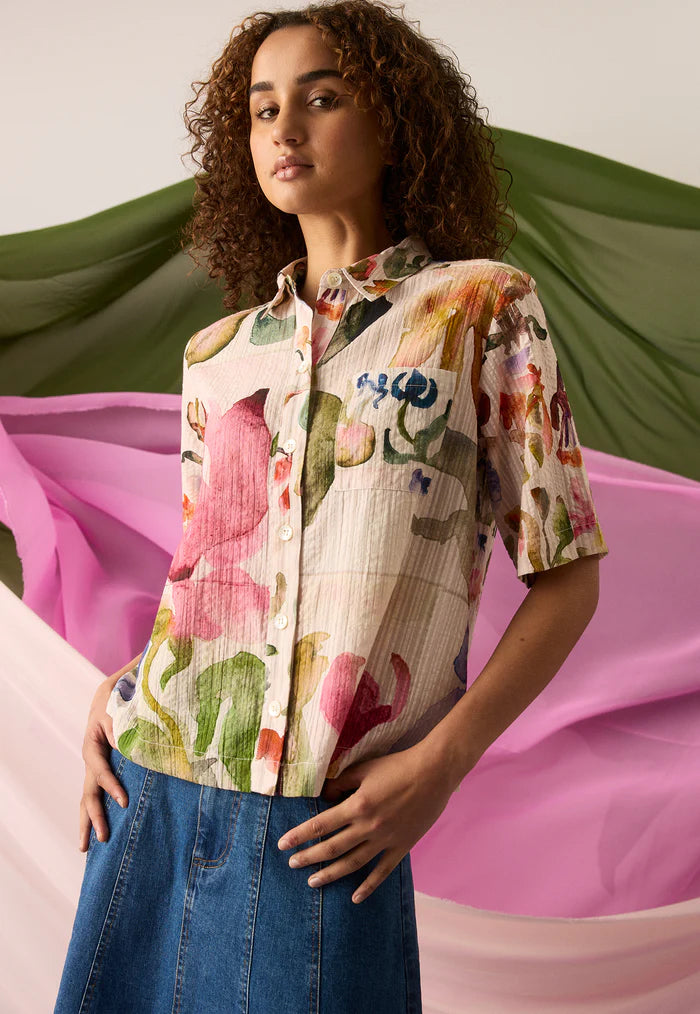 Nancybird Summer Shirt - Collage Watercolour