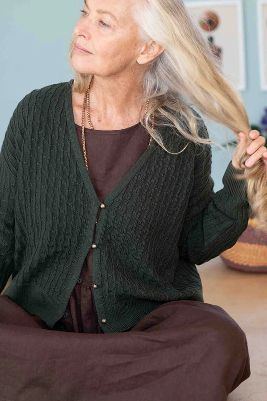 Lazybones Sunday Cardigan in Moss