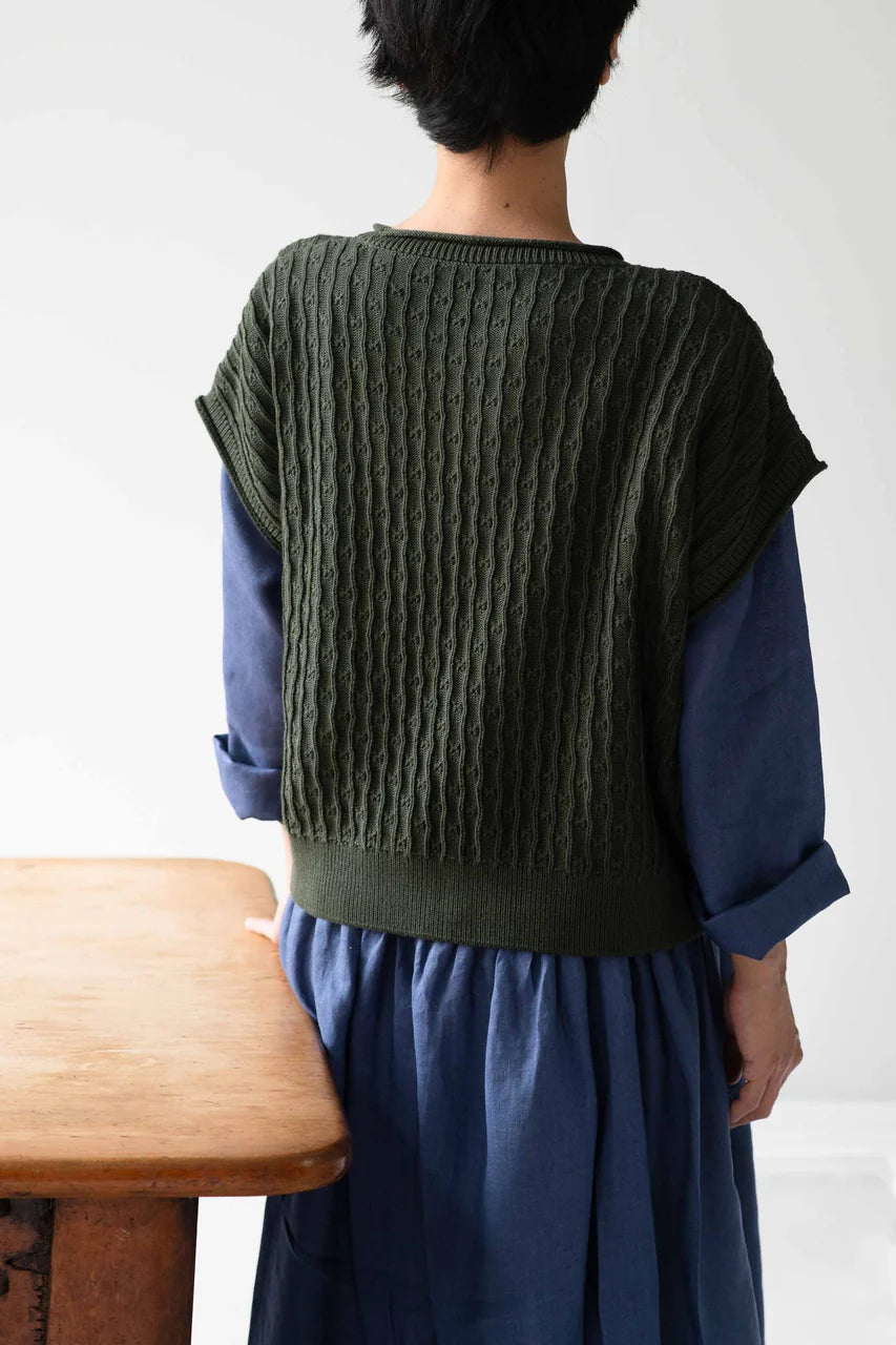 Lazybones Sunday Vest in Moss