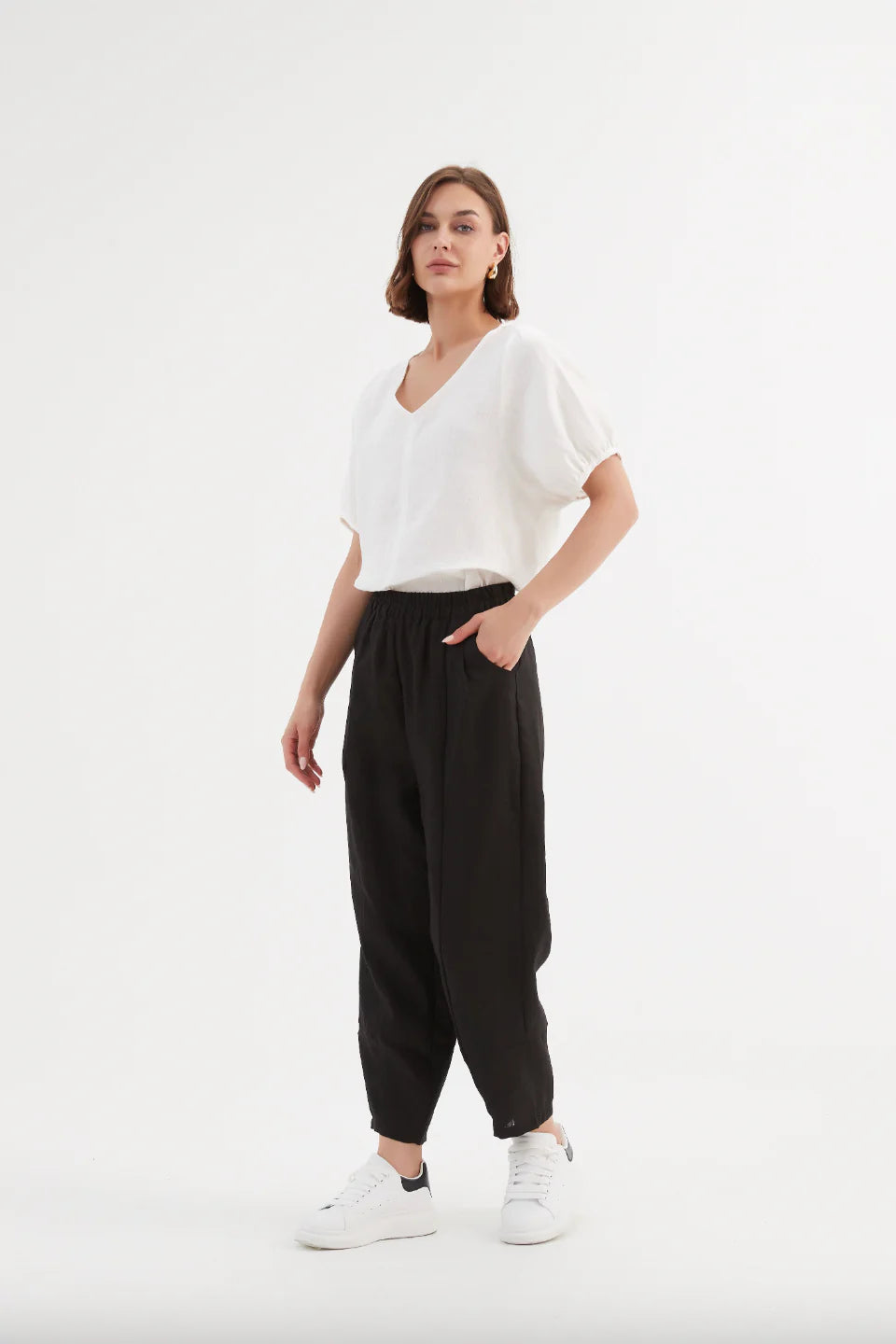 Tirelli Linen Jogger - Black