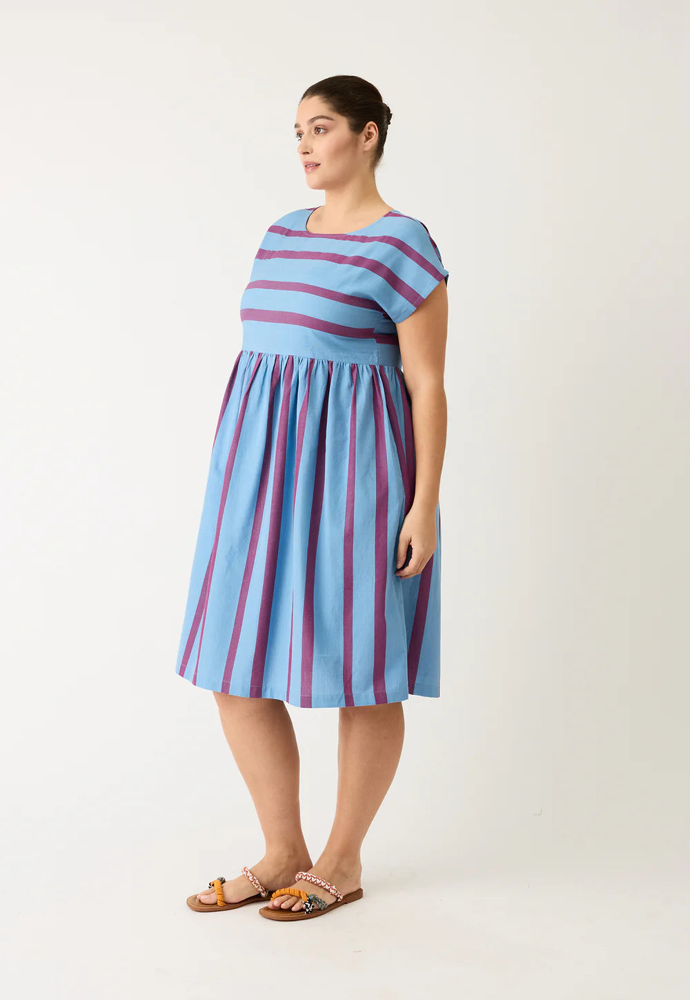 Nancybird Woven Tathra Dress - Raspberry Stripe