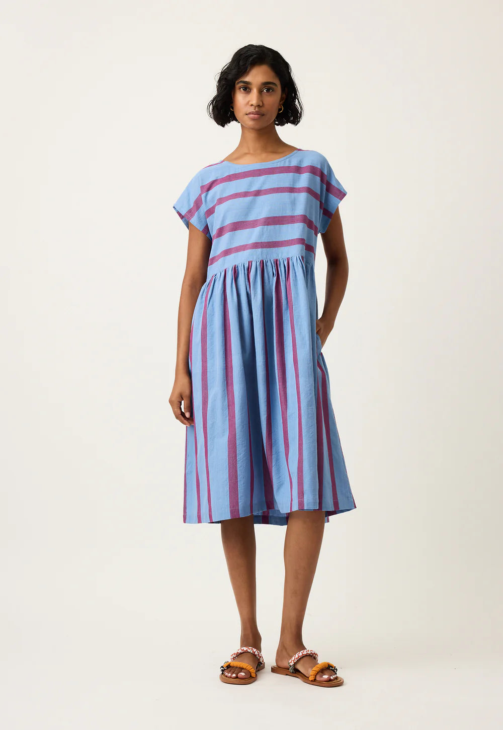 Nancybird Woven Tathra Dress - Raspberry Stripe