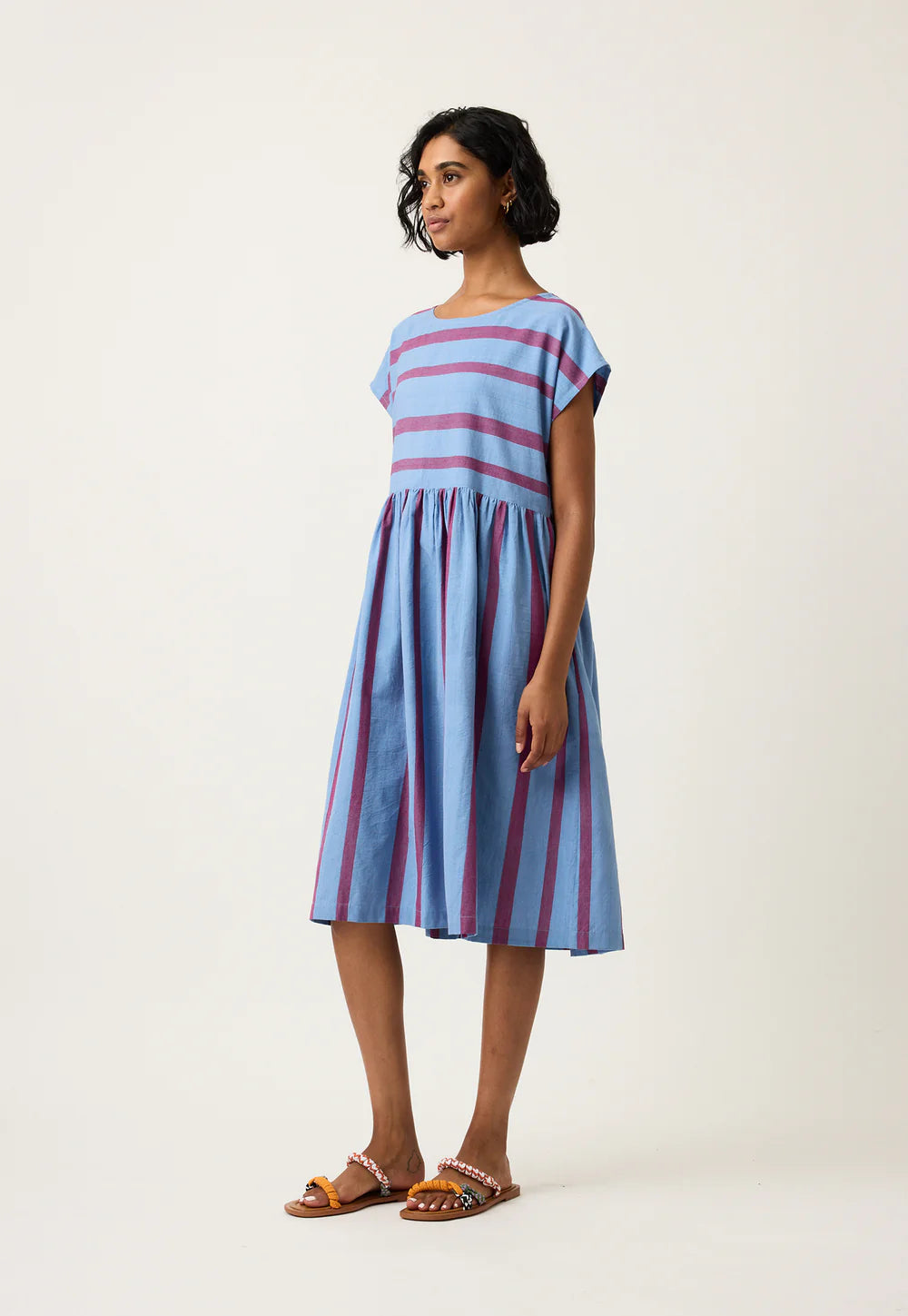 Nancybird Woven Tathra Dress - Raspberry Stripe
