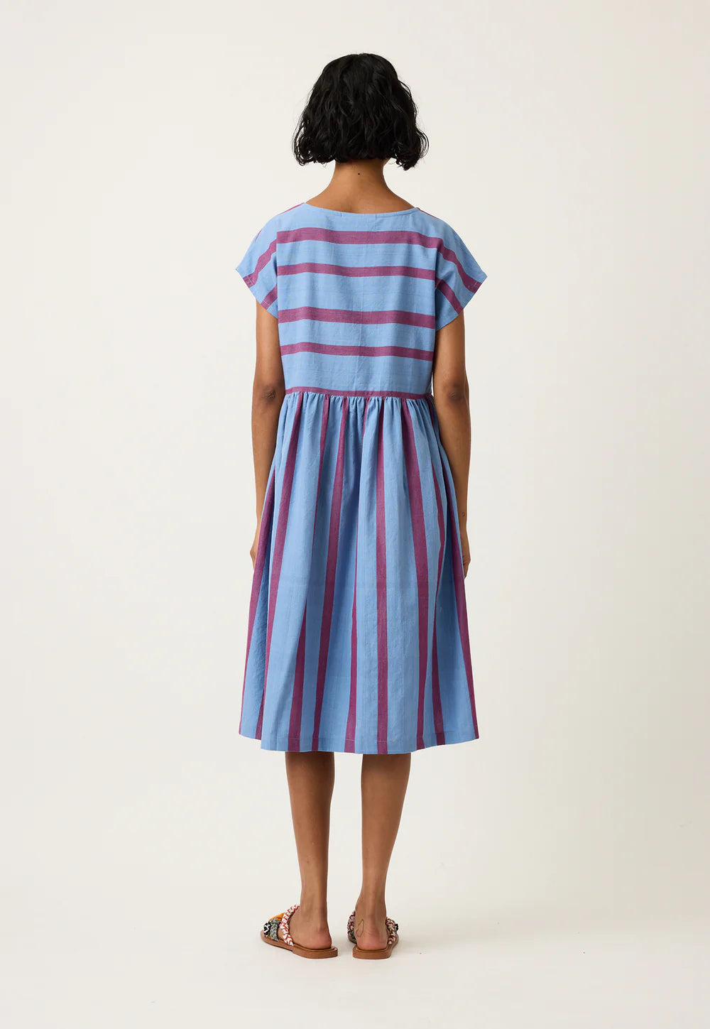 Nancybird Woven Tathra Dress - Raspberry Stripe