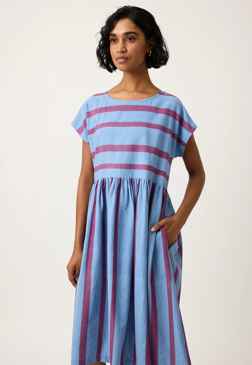 Nancybird Woven Tathra Dress - Raspberry Stripe