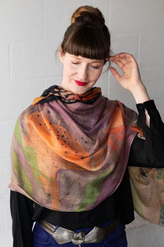 Dana Kinter "The Fluttering of Birds" Merino Wool Scarf