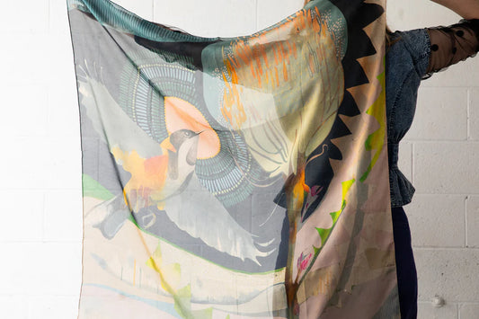 Dana Kinter "The Sun Comes Up and We Start Again" Silk Chiffon Scarf