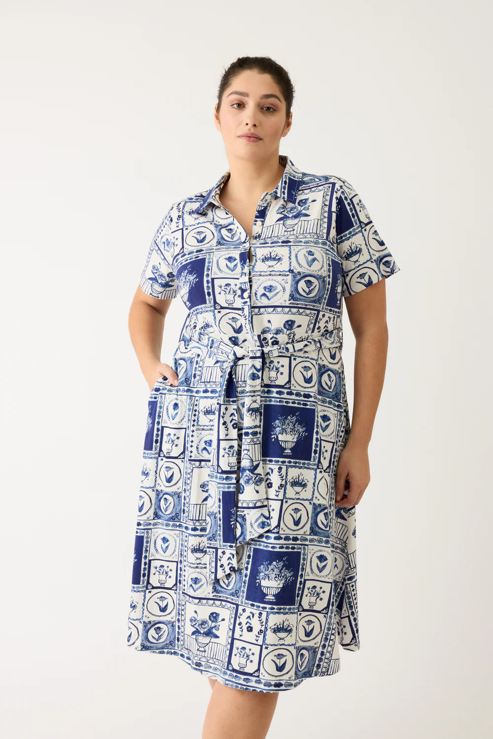 Nancybird Vera Short Sleve Dress - Lyon Tile