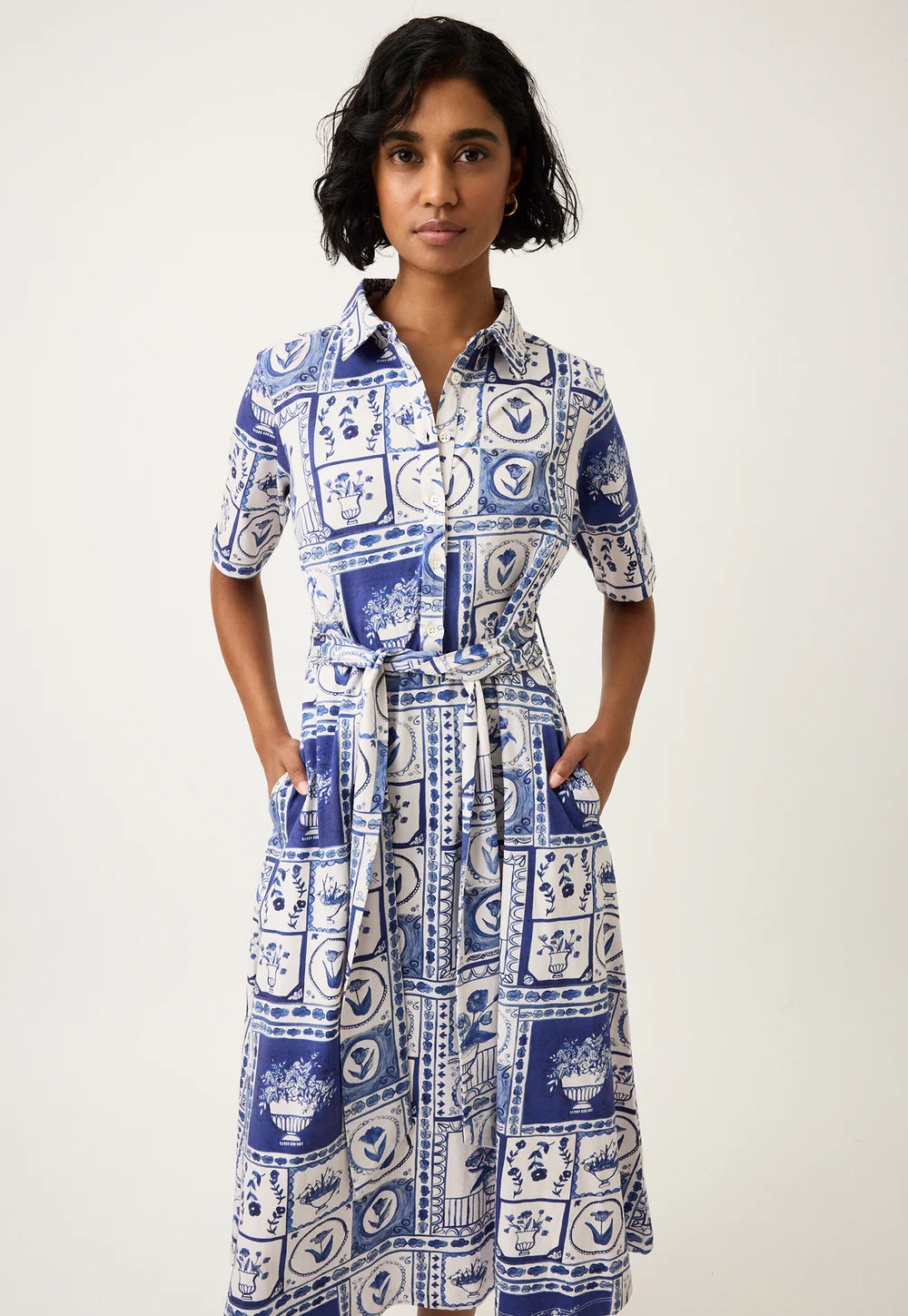 Nancybird Vera Short Sleve Dress - Lyon Tile