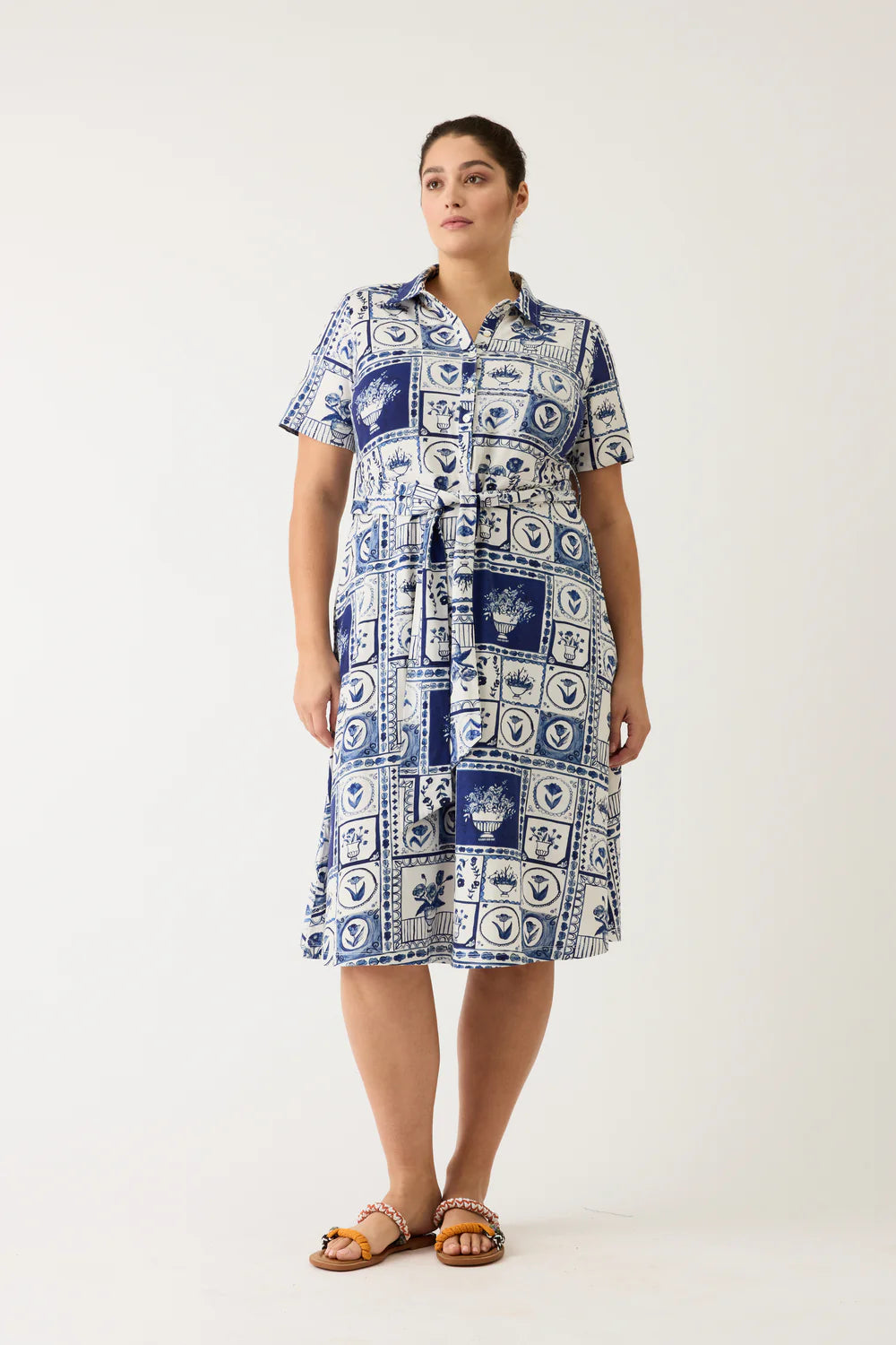 Nancybird Vera Short Sleve Dress - Lyon Tile