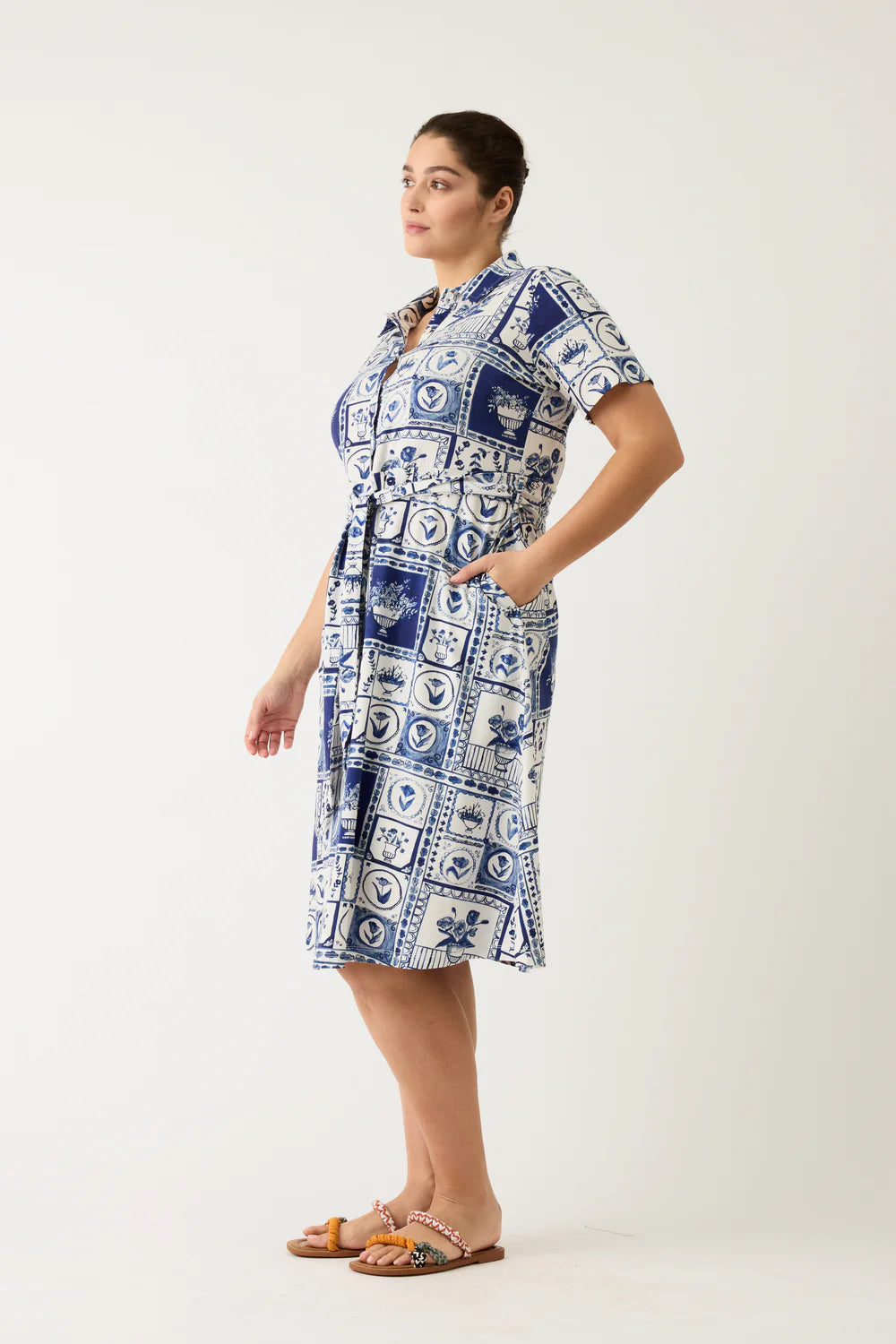 Nancybird Vera Short Sleve Dress - Lyon Tile