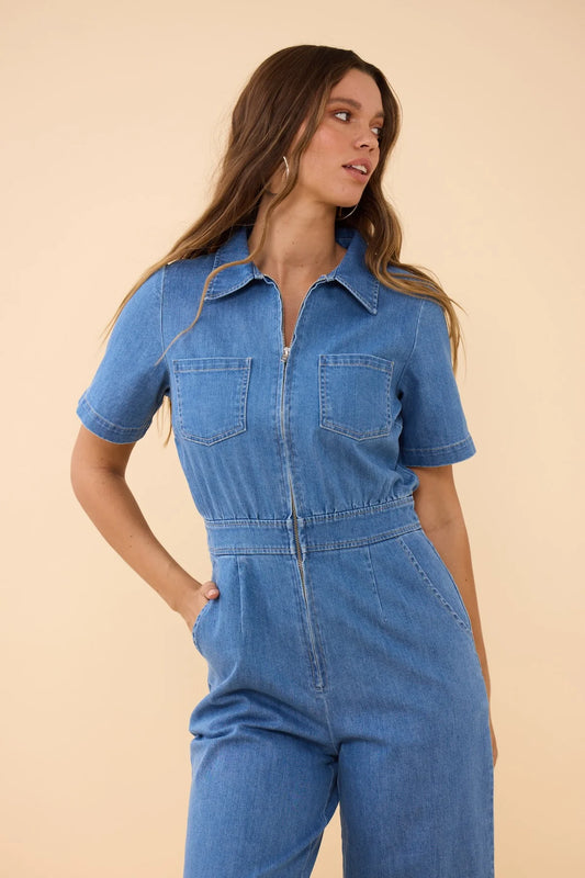Vintage Wash Denim Freestyler Jumpsuit - Frock Me Out