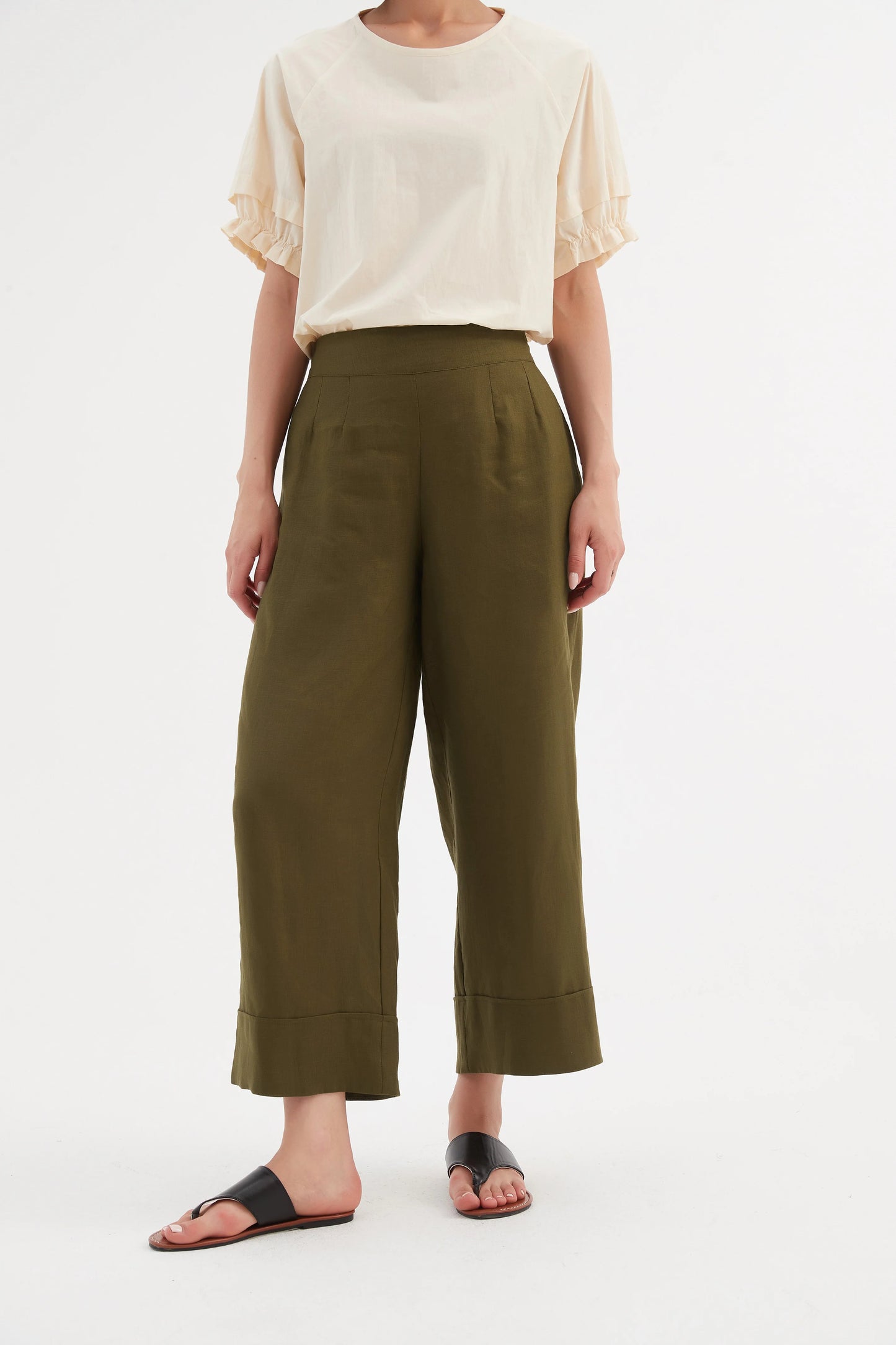 Tirelli Wide Leg Pant - Dark Moss