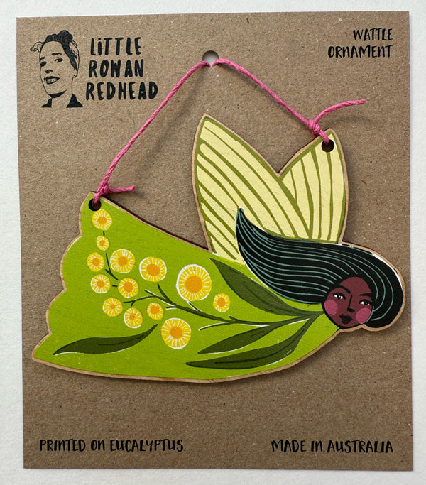 Little Rowan Red Head Wooden Christmas Ornament - Wattle
