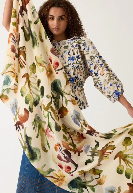 Nancybird Wool Scarf - Watercolour Collage