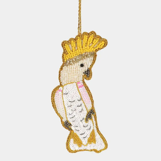 Yellow Crested Cockatoo Beaded Decoration
