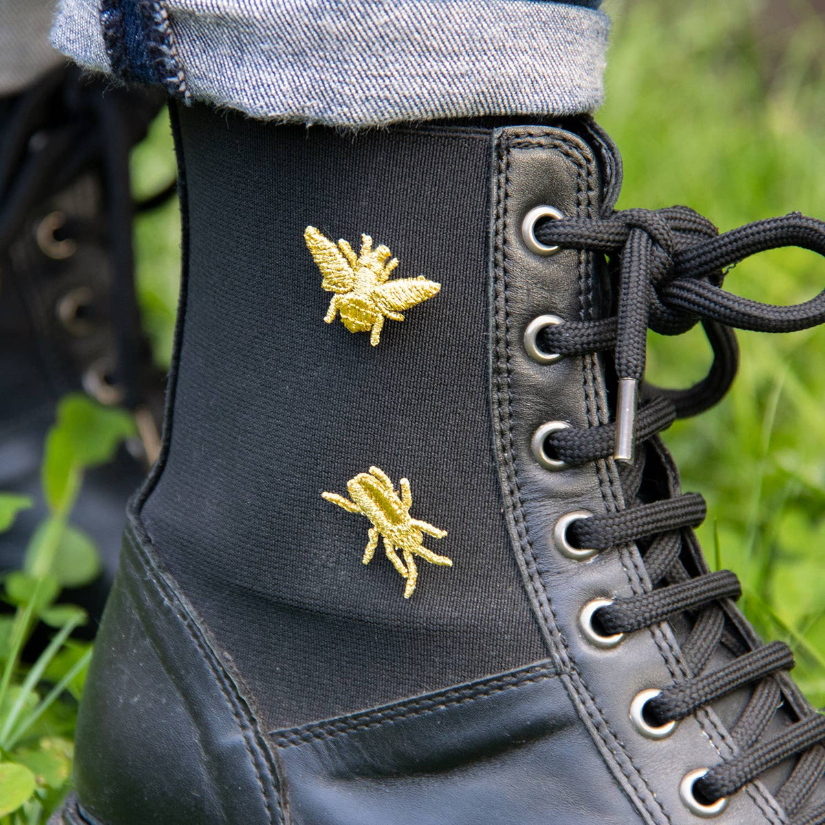 Golden Embroidered Brooches - 3 Little Bugs