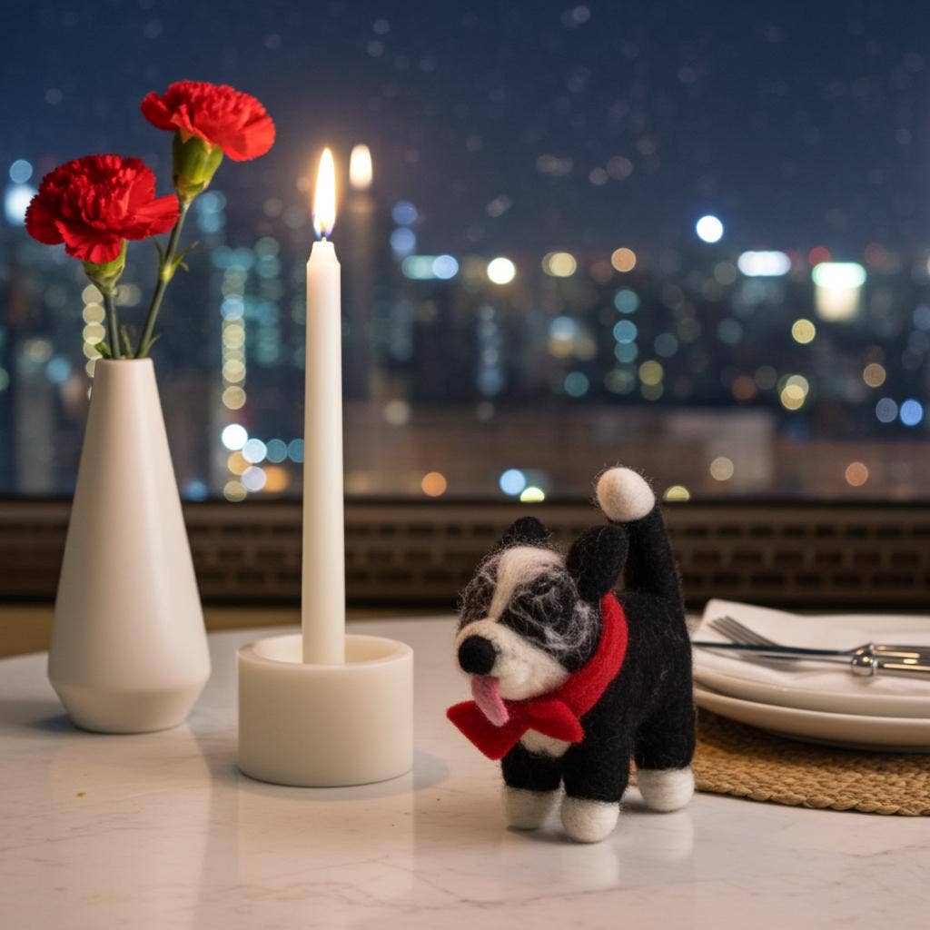 Handmade Felt Border Collie Ornament